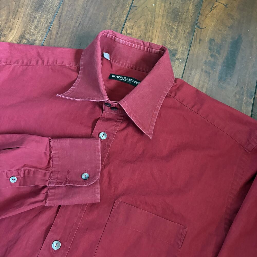 Dolce & Gabbana Dress Shirt Mens L Size 16/41 Red Luxury Formal Business Collar
